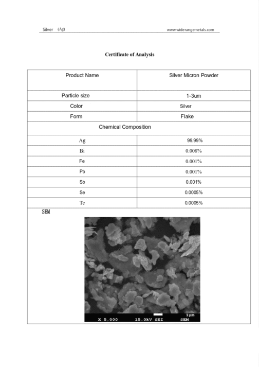 Polvere di Argento Metallico 1-3 µm / 12000-4800 Mesh / Particelle Ultrafini di Argento Conduttivo Ag 99.99% - immagine 4